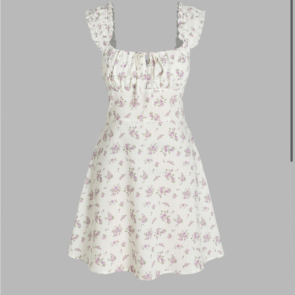 Cider Cream and Purple Floral Mini Dress